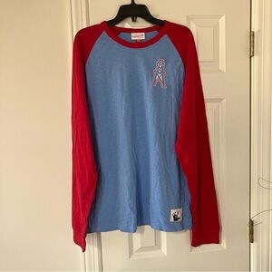 NWT Men Mitchell & Ness NFL Legendary Slub L/S Houston Oilers Throwback T-shirt